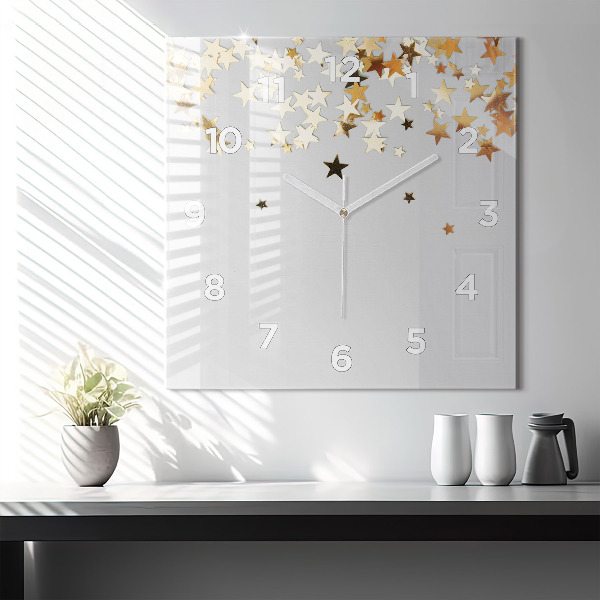 Orologio quadrato in vetro Stelle su uno sfondo chiaro