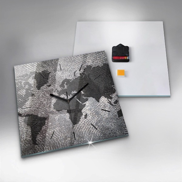 Orologio quadrato in vetro Mappa del mondo in cemento