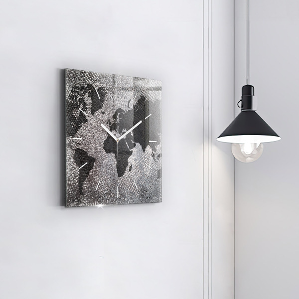 Orologio quadrato in vetro Mappa del mondo in cemento
