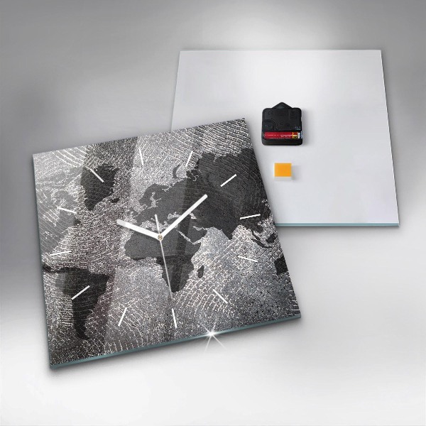 Orologio quadrato in vetro Mappa del mondo in cemento
