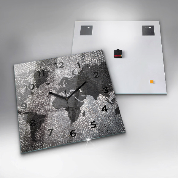 Orologio quadrato in vetro Mappa del mondo in cemento