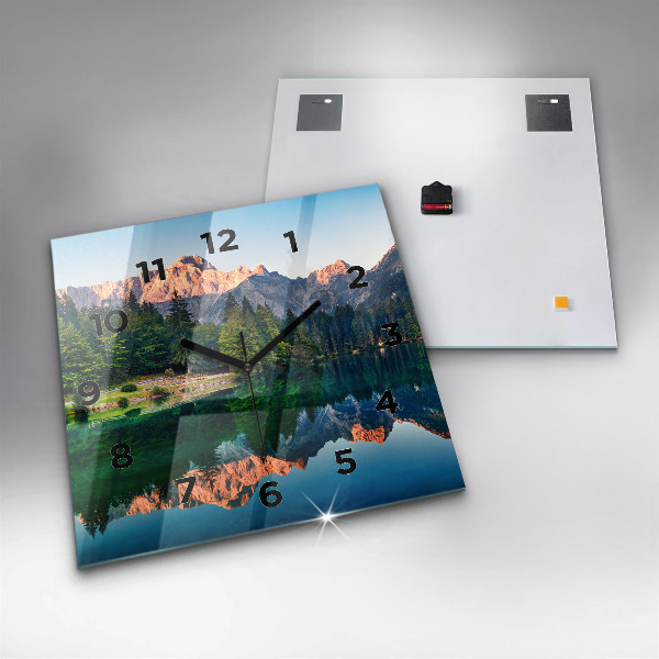 Orologio quadrato in vetro Paesaggio lacustre