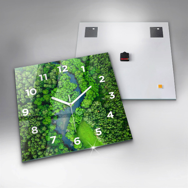Orologio quadrato in vetro Fiume nella foresta