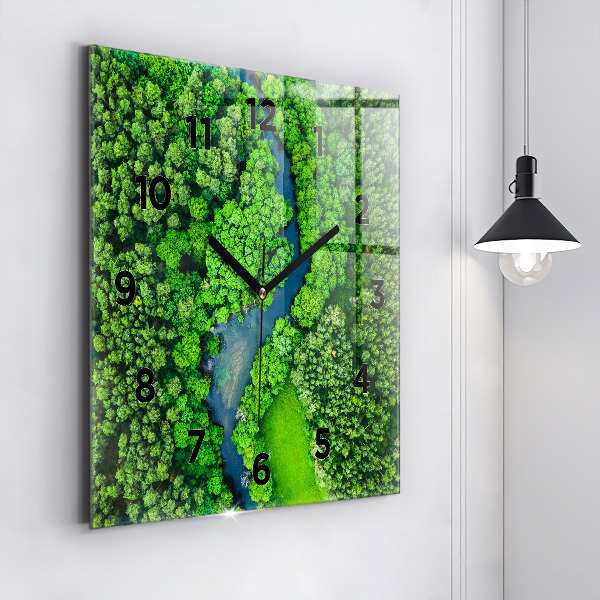 Orologio quadrato in vetro Fiume nella foresta