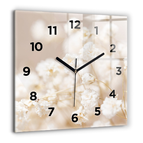 Orologio quadrato in vetro Piccoli fiori bianchi