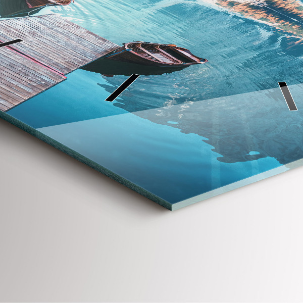 Orologio quadrato in vetro Barche sul lago