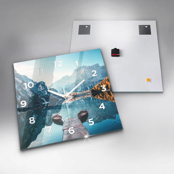 Orologio quadrato in vetro Barche sul lago