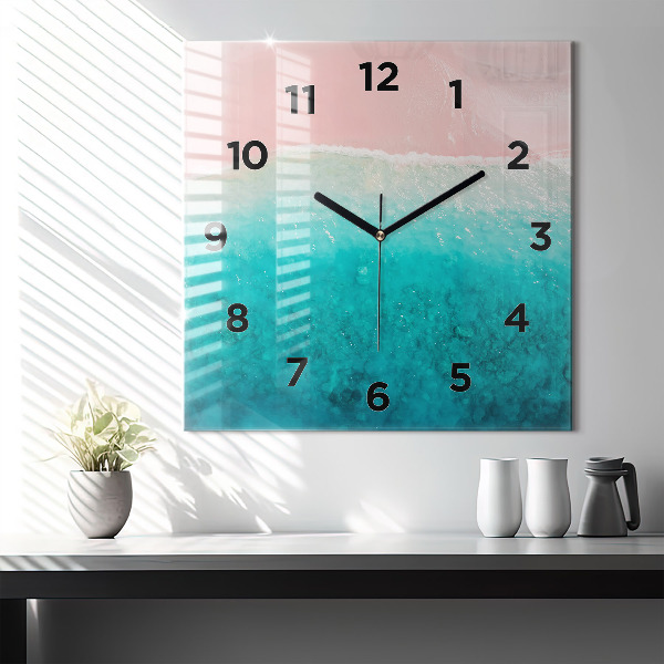 Orologio quadrato in vetro Spiaggia di sabbia di mare