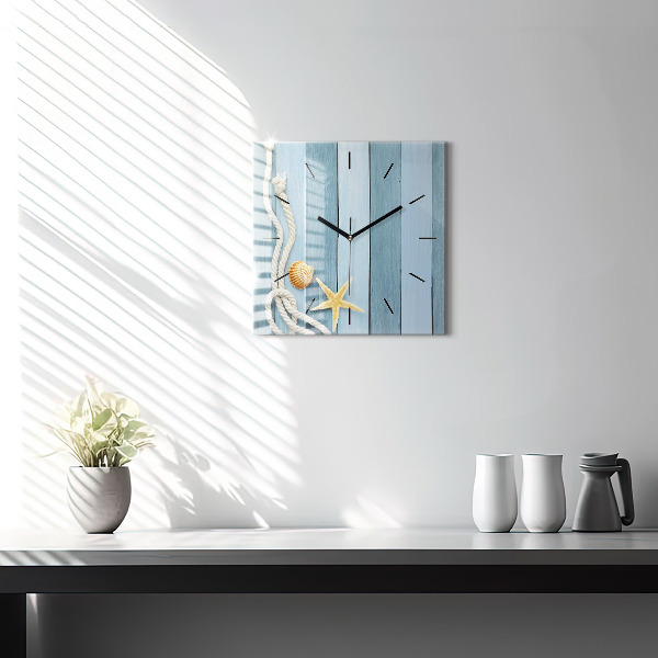 Orologio quadrato in vetro Strisce di tavole e guscio