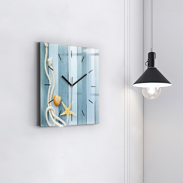 Orologio quadrato in vetro Strisce di tavole e guscio