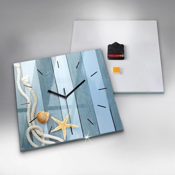 Orologio quadrato in vetro Strisce di tavole e guscio