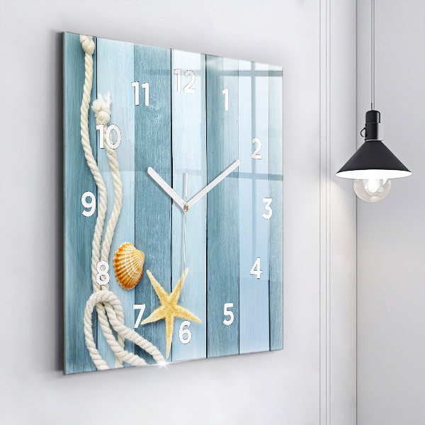 Orologio quadrato in vetro Strisce di tavole e guscio
