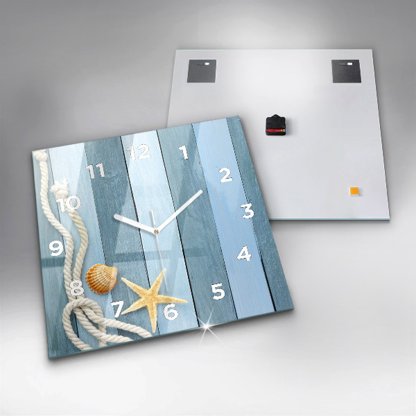 Orologio quadrato in vetro Strisce di tavole e guscio