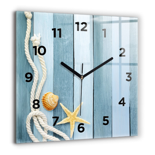 Orologio quadrato in vetro Strisce di tavole e guscio