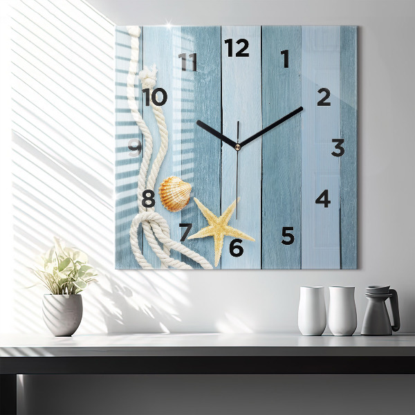 Orologio quadrato in vetro Strisce di tavole e guscio
