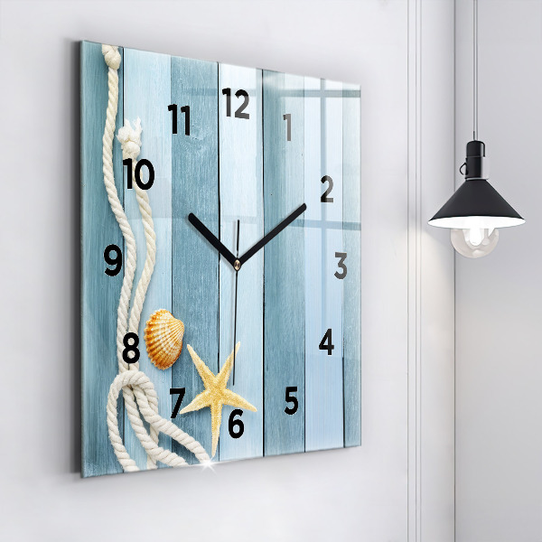 Orologio quadrato in vetro Strisce di tavole e guscio