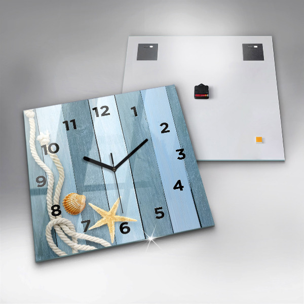 Orologio quadrato in vetro Strisce di tavole e guscio