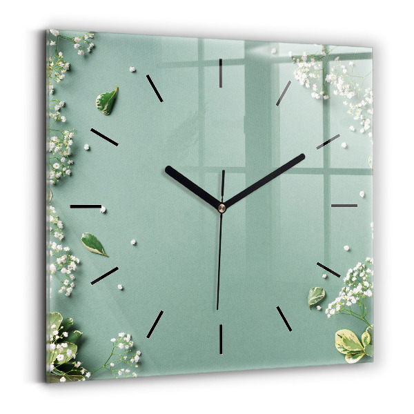 Orologio quadrato in vetro Fiori delicati