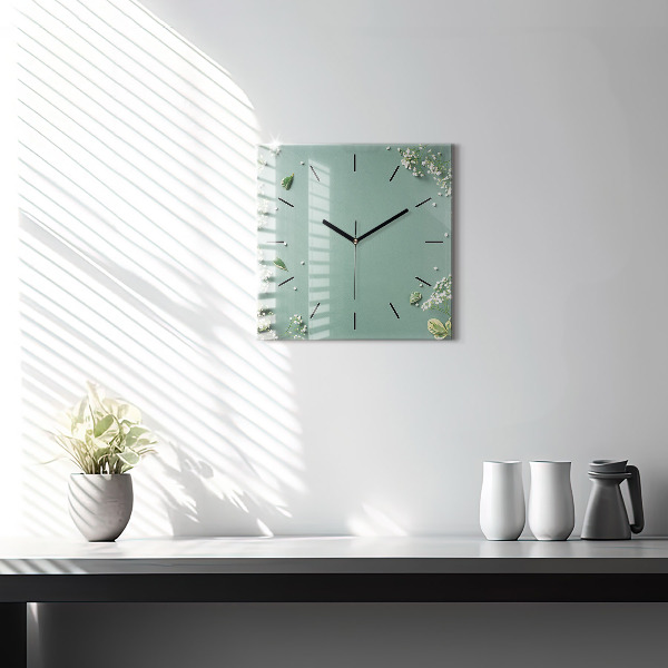 Orologio quadrato in vetro Fiori delicati