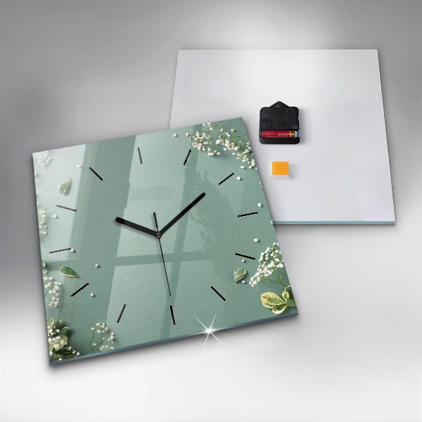 Orologio quadrato in vetro Fiori delicati
