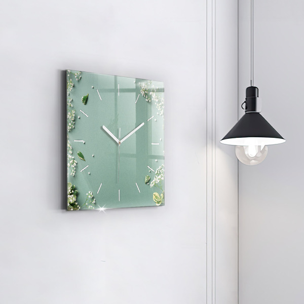 Orologio quadrato in vetro Fiori delicati