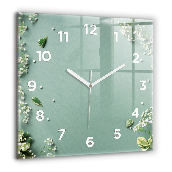 Orologio quadrato in vetro Fiori delicati