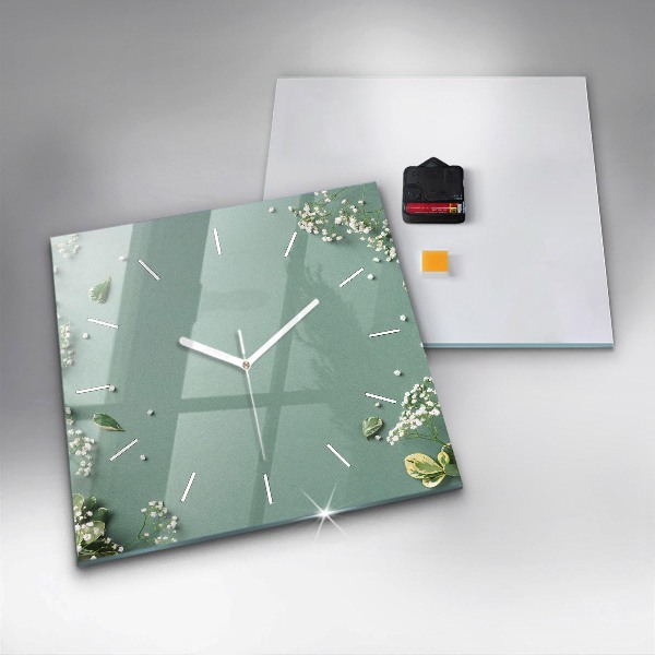 Orologio quadrato in vetro Fiori delicati