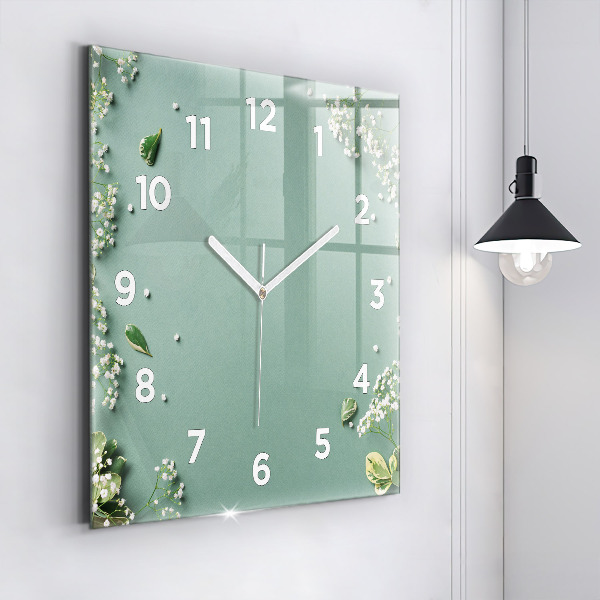 Orologio quadrato in vetro Fiori delicati