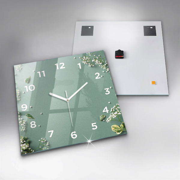 Orologio quadrato in vetro Fiori delicati