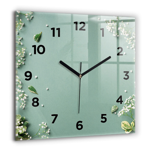 Orologio quadrato in vetro Fiori delicati