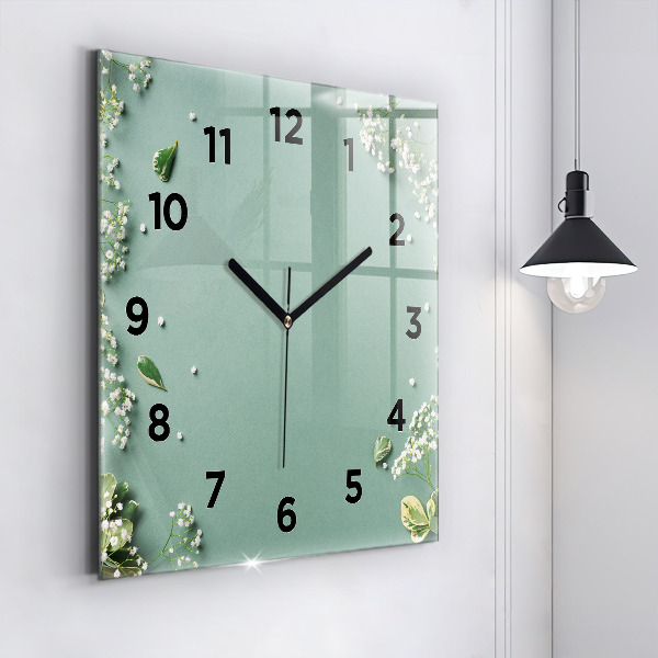 Orologio quadrato in vetro Fiori delicati