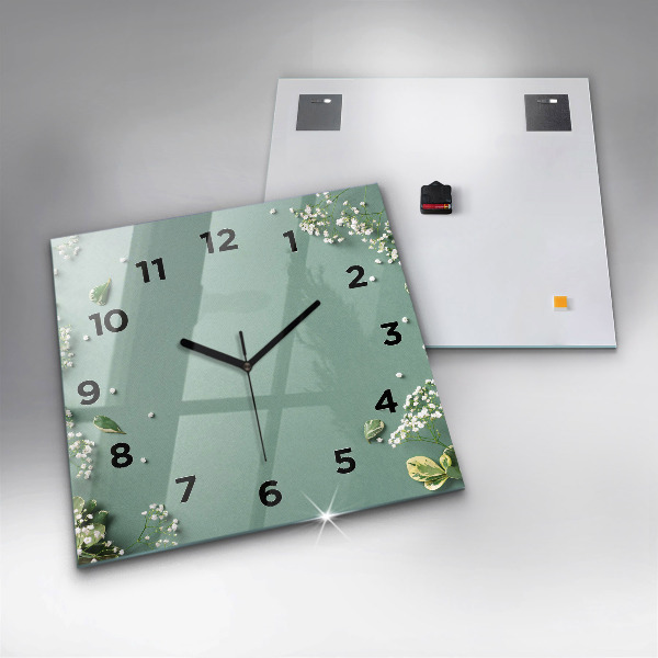 Orologio quadrato in vetro Fiori delicati