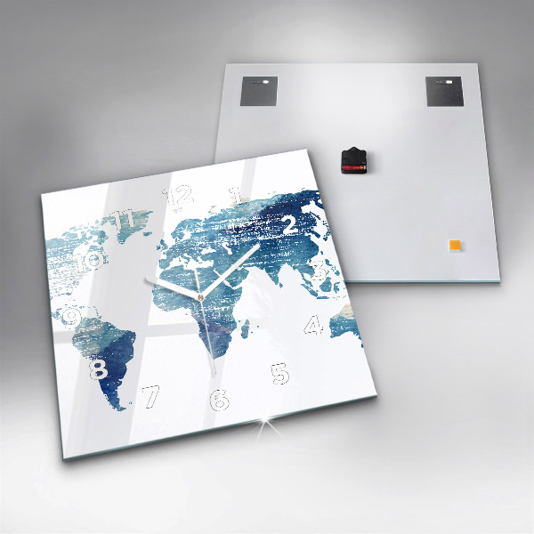 Orologio quadrato in vetro Mappa del mondo