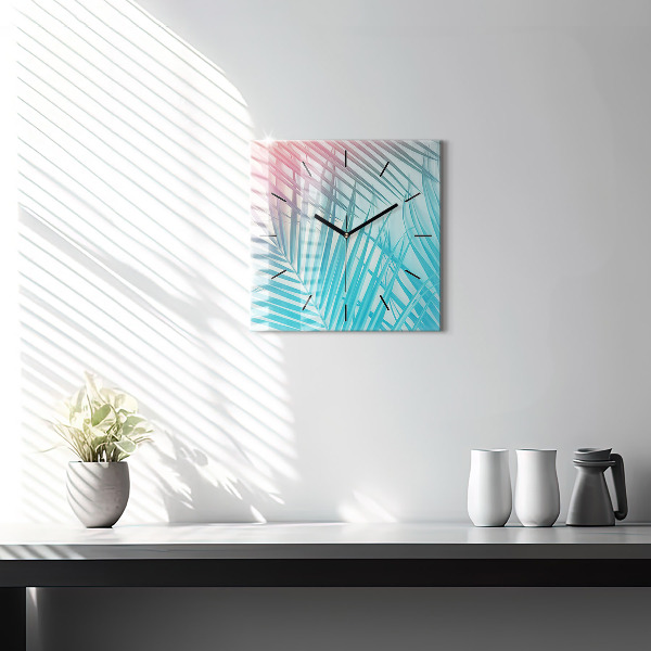 Orologio quadrato in vetro Palma tropicale