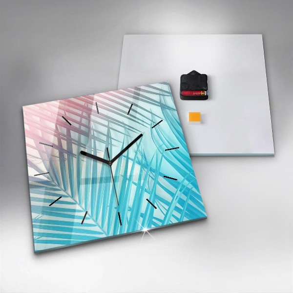 Orologio quadrato in vetro Palma tropicale