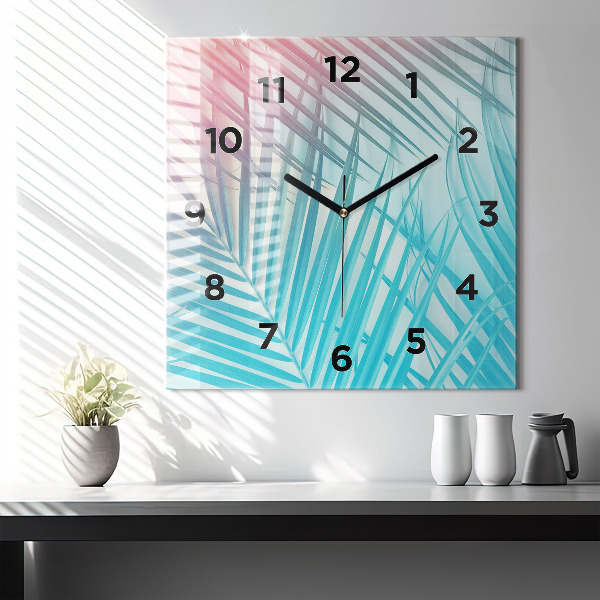 Orologio quadrato in vetro Palma tropicale