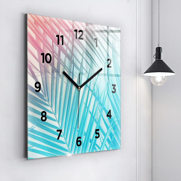 Orologio quadrato in vetro Palma tropicale