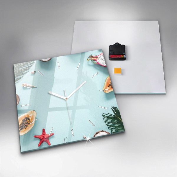 Orologio quadrato in vetro Composizione estiva