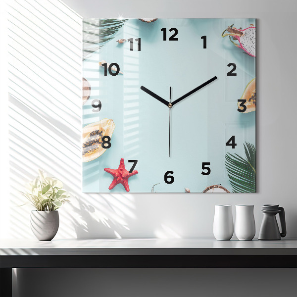 Orologio quadrato in vetro Composizione estiva
