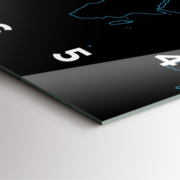 Orologio quadrato in vetro Contorni della mappa del mondo