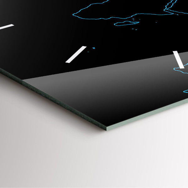 Orologio quadrato in vetro Contorni della mappa del mondo