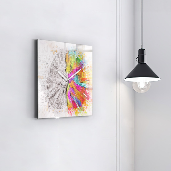 Orologio quadrato in vetro Cervello astratto