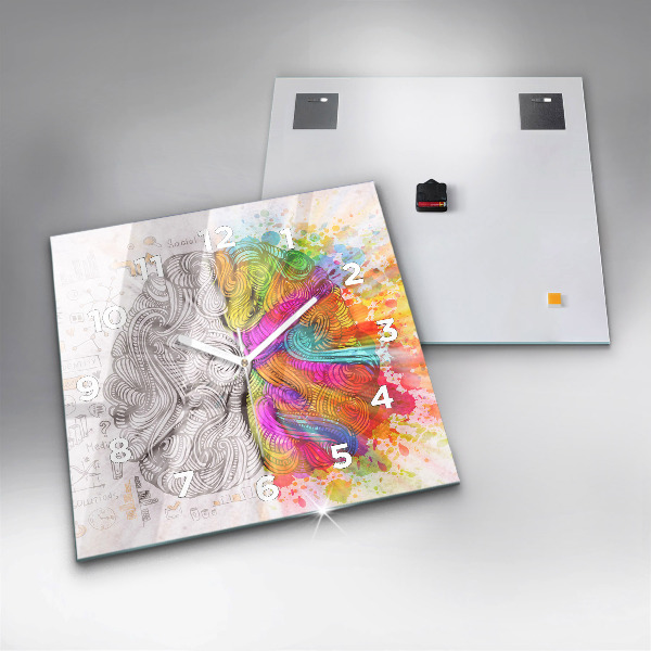 Orologio quadrato in vetro Cervello astratto