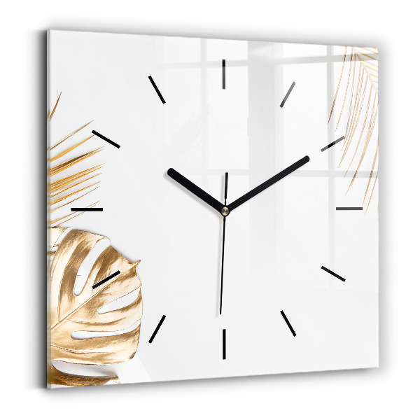 Orologio quadrato in vetro Foglie tropicali