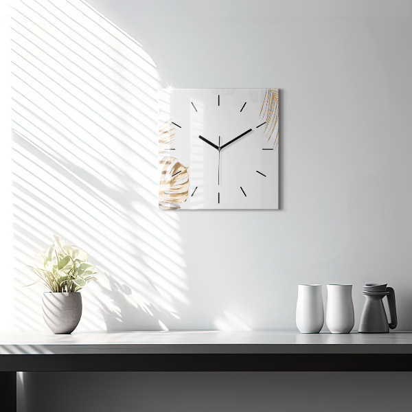 Orologio quadrato in vetro Foglie tropicali