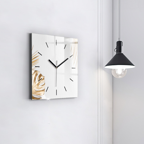 Orologio quadrato in vetro Foglie tropicali