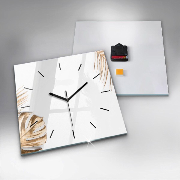 Orologio quadrato in vetro Foglie tropicali