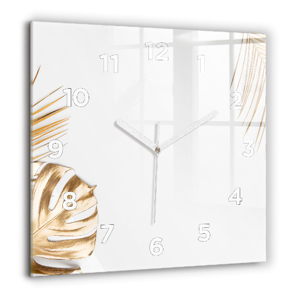 Orologio quadrato in vetro Foglie tropicali