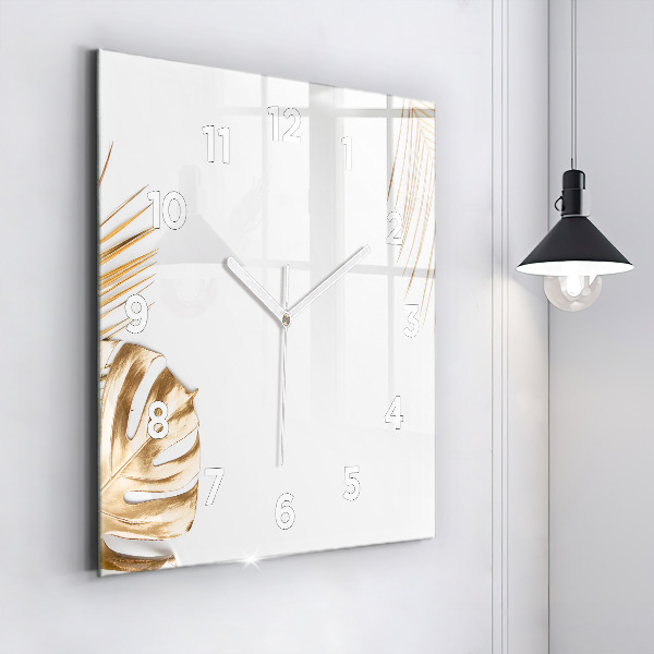 Orologio quadrato in vetro Foglie tropicali