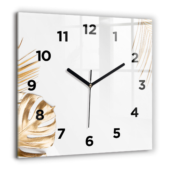 Orologio quadrato in vetro Foglie tropicali